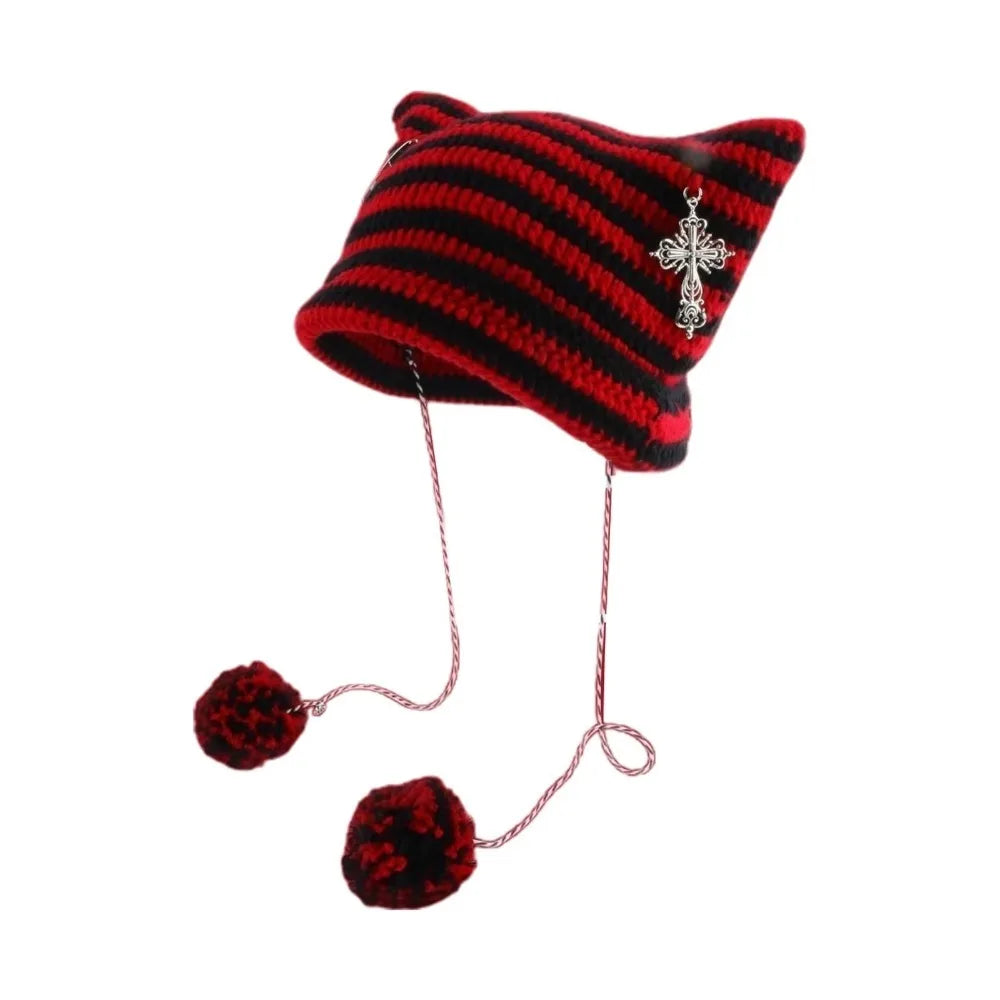 Y2K Devil Ear Knitted Beanie