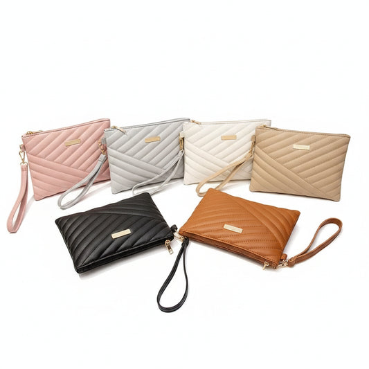 Women's Leather Envelope Wristlet Clutch Bag