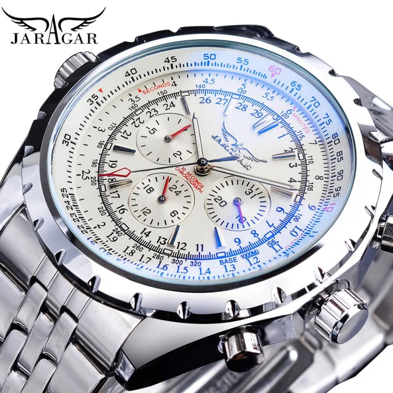 JARAGAR Hollow Chronograph Men's Watch