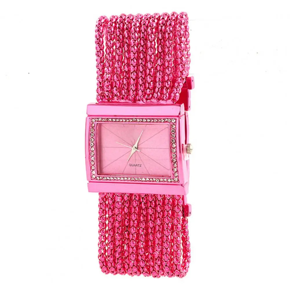 Bead Chain Rhinestone Bracelet Watch