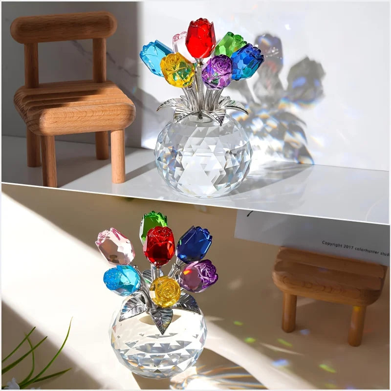 Colorful Crystal Rose Bouquet Eternal Gift