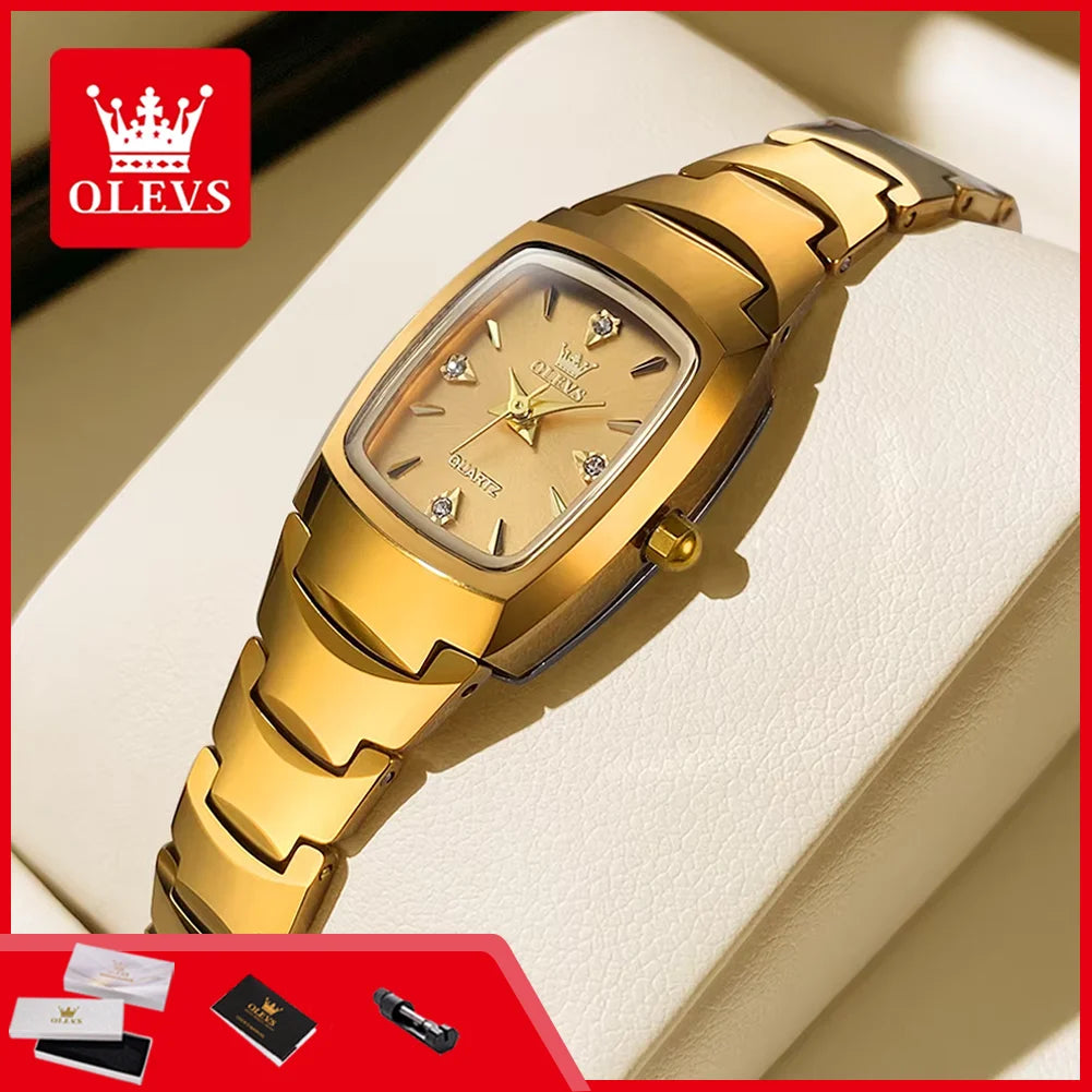 OLEVS Tonneau Steel Ladies Watch