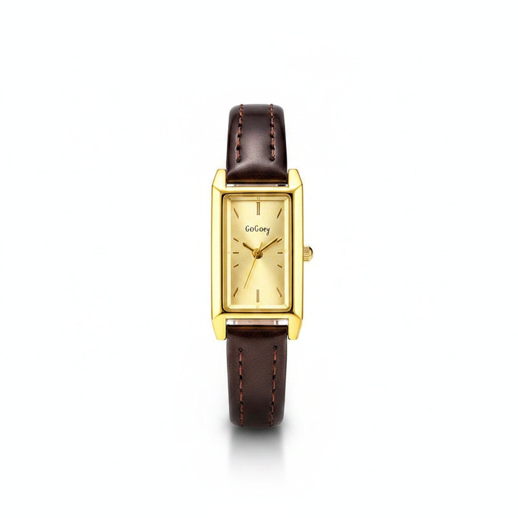 Women's Retro Black Leather Quartz Watch