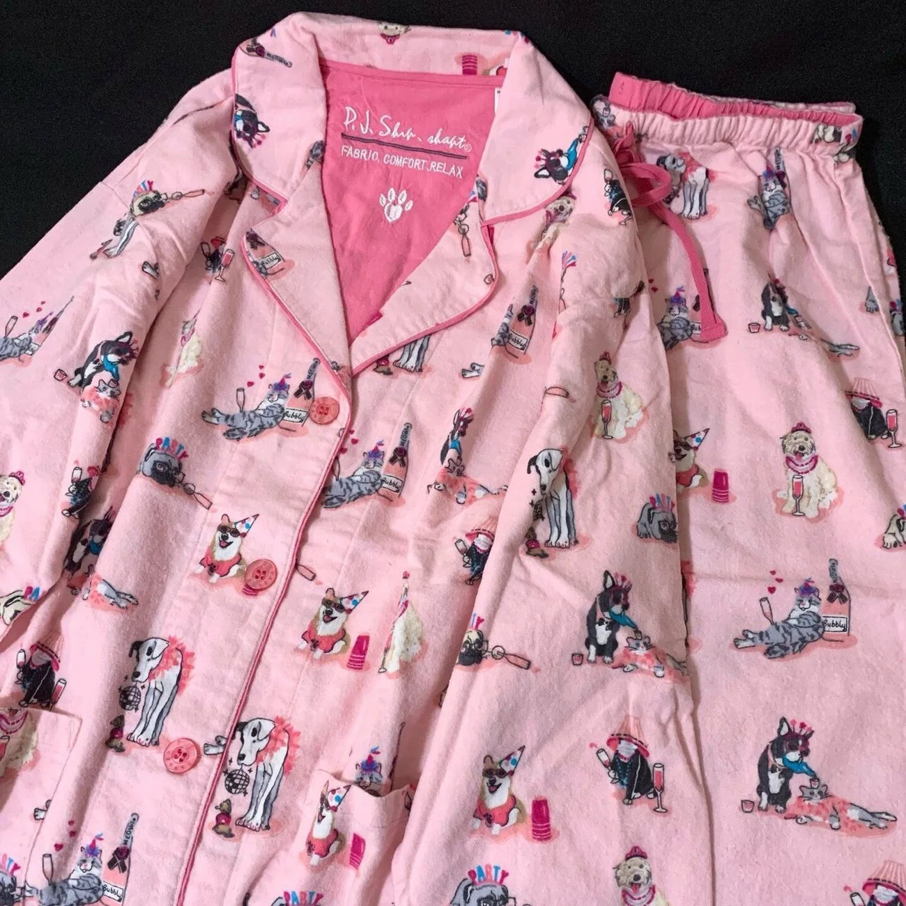 Fleece Cartoon Women Pajama Set