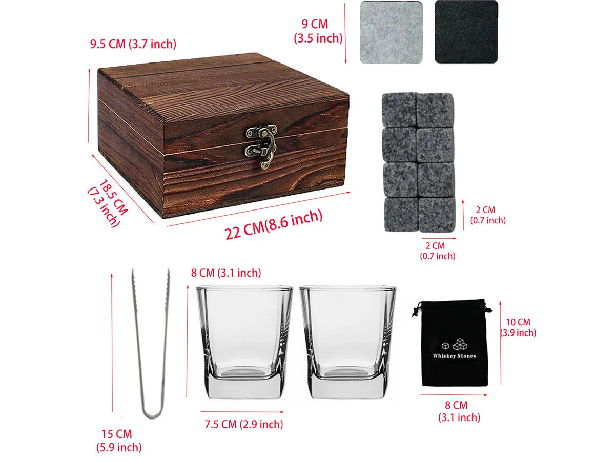 Whiskey Granite Stones Glass Set Men Gift