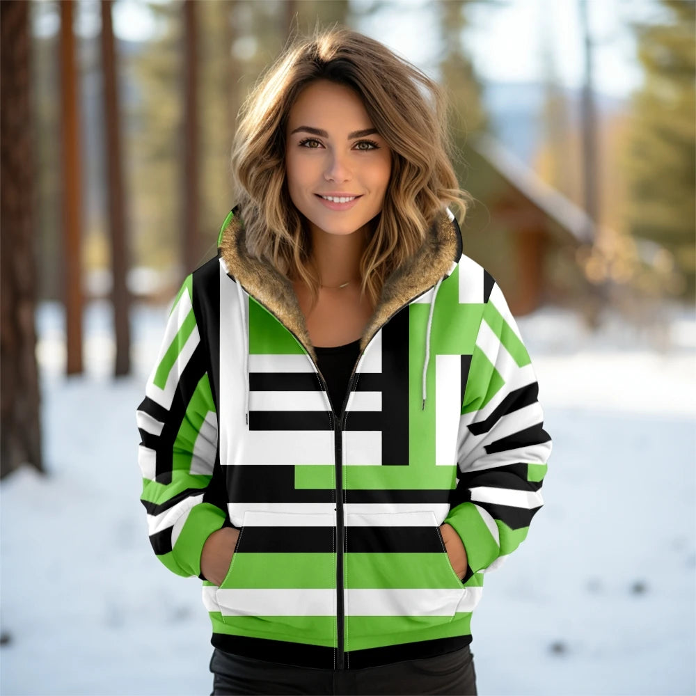 Women's Geometric Hooded Coat