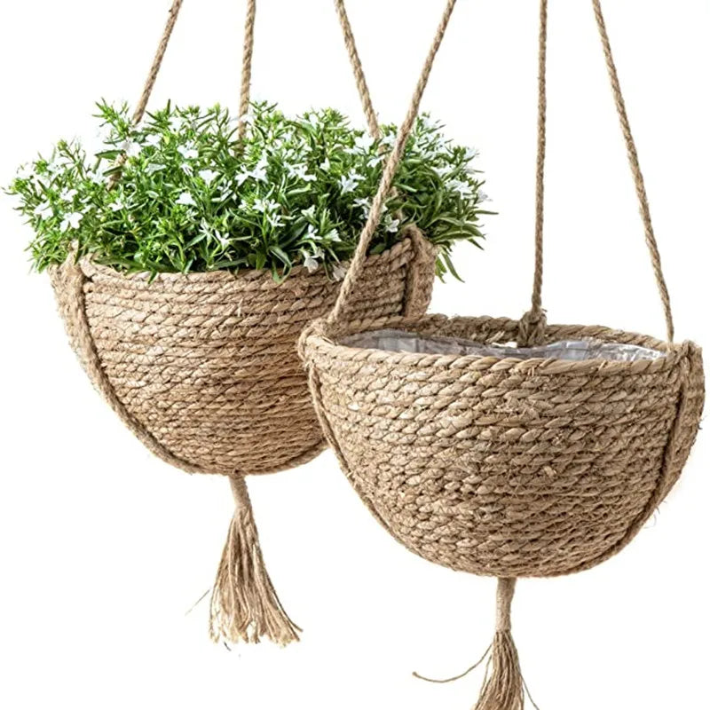 Seagrass Hanging Planter Basket Boho Decor