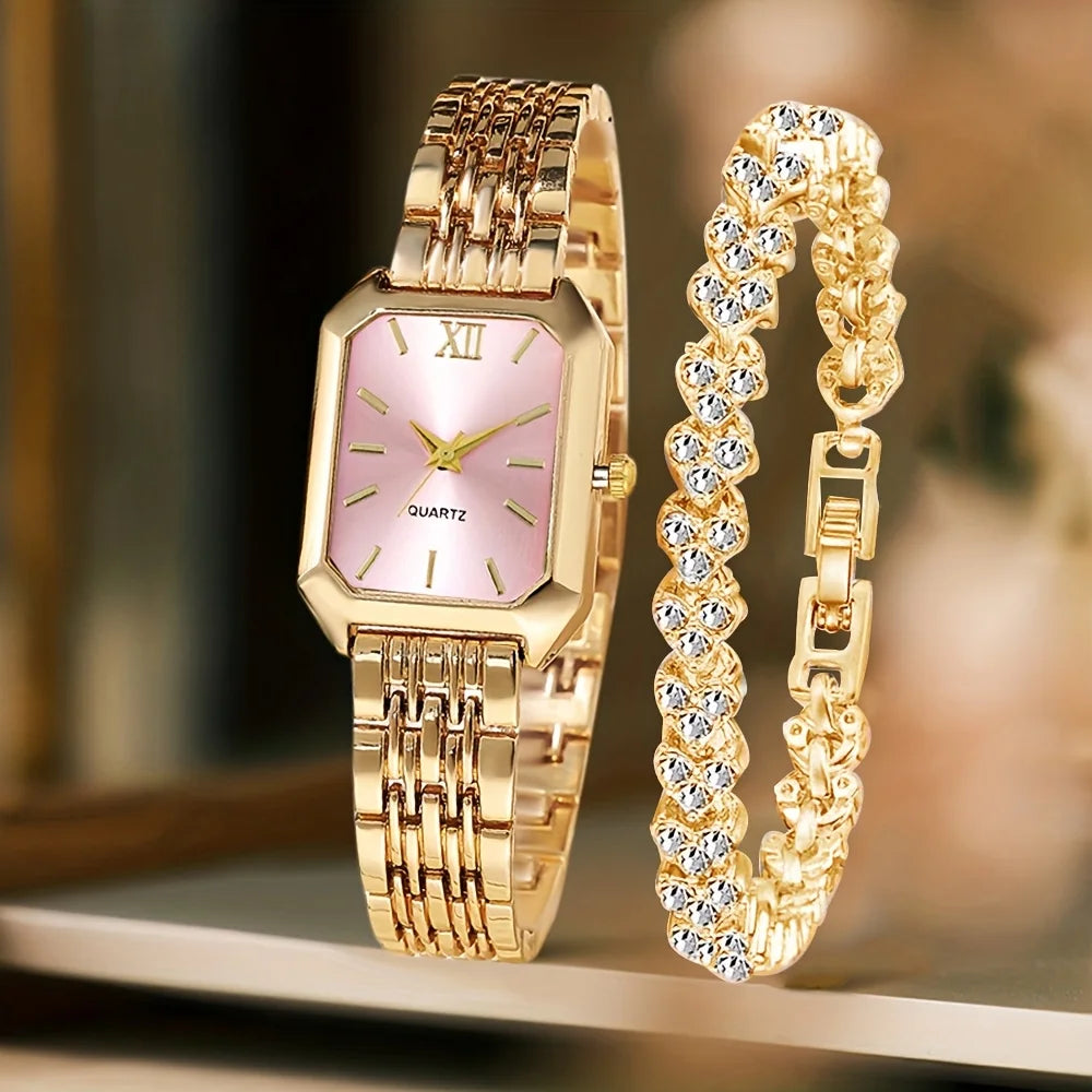 Women's Heart Chain Quartz Watch Set