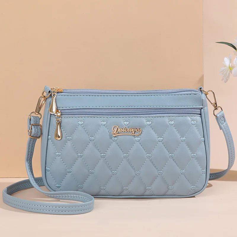 Embroidery Zipper Crossbody Bag