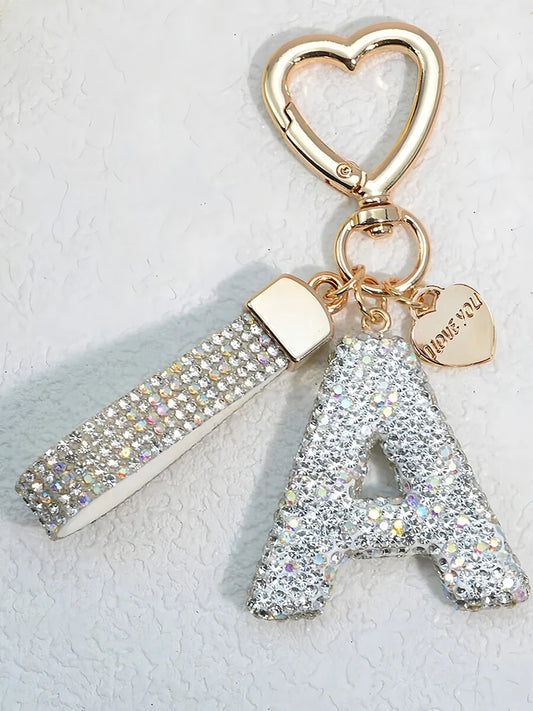 Crystal Initial Letter Keychain