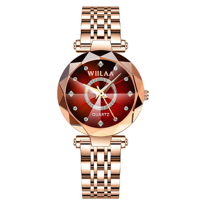 Rhinestone Gold Ladies Wristwatch