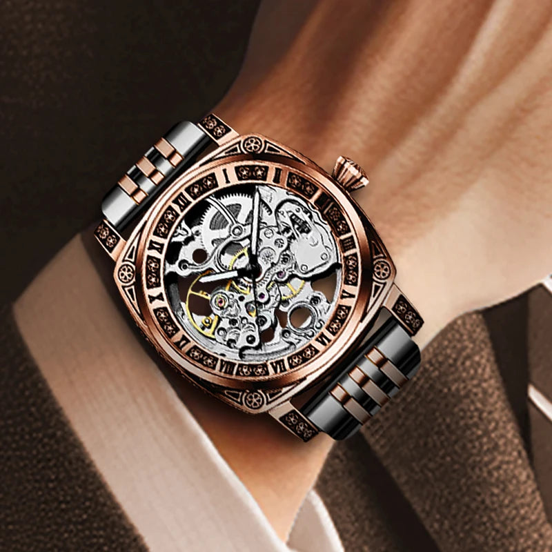 Pentagram Rose Gold Mechanical Watch
