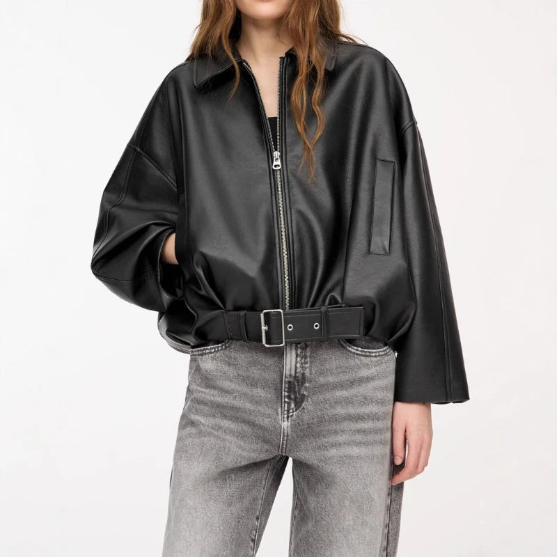TARUXY Bomber Leather Jacket