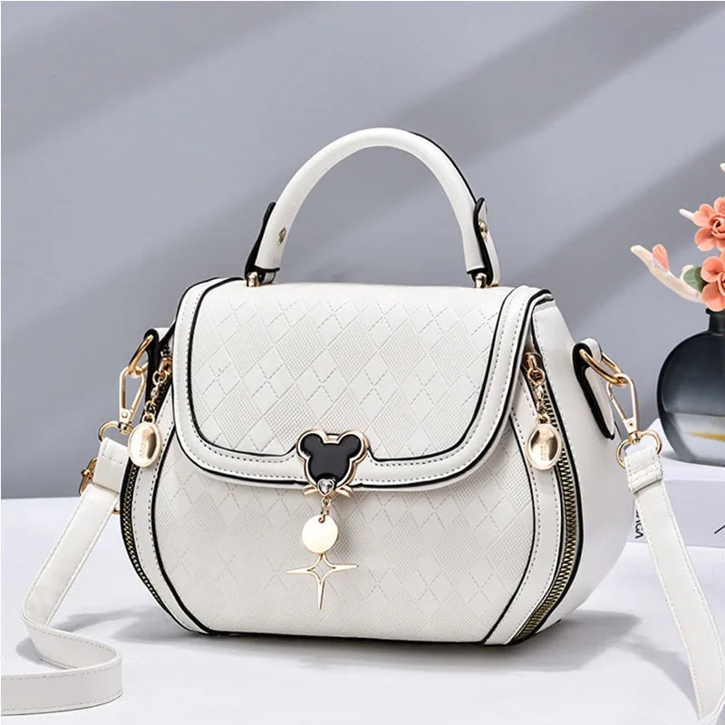 Genuine Leather Bow Bucket Bag
