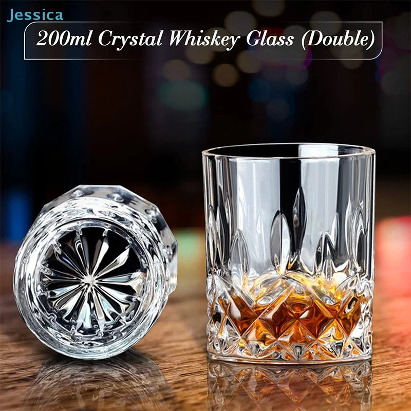 Wooden Whiskey Gift Set Crystal Glass Granite