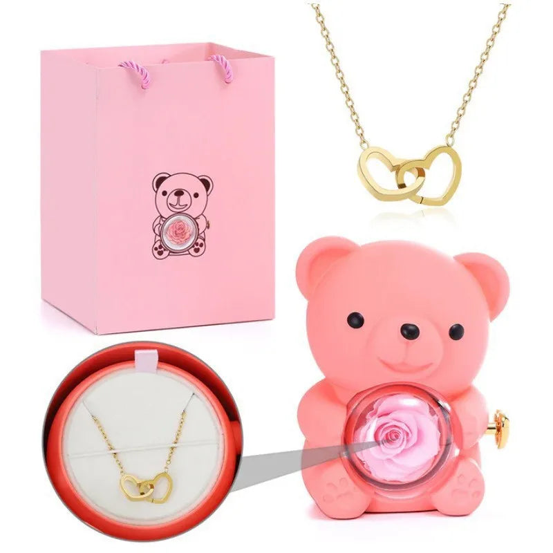 Teddy Bear Rose Jewelry Box