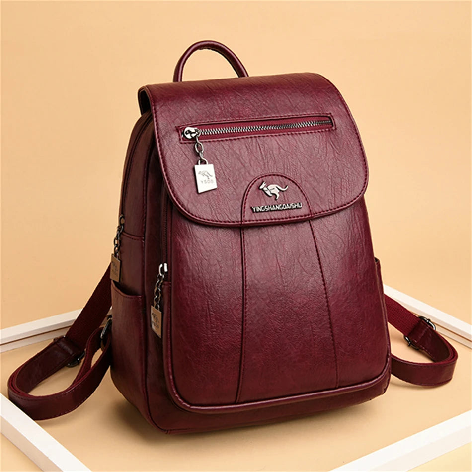 Soft Leather School Backpack