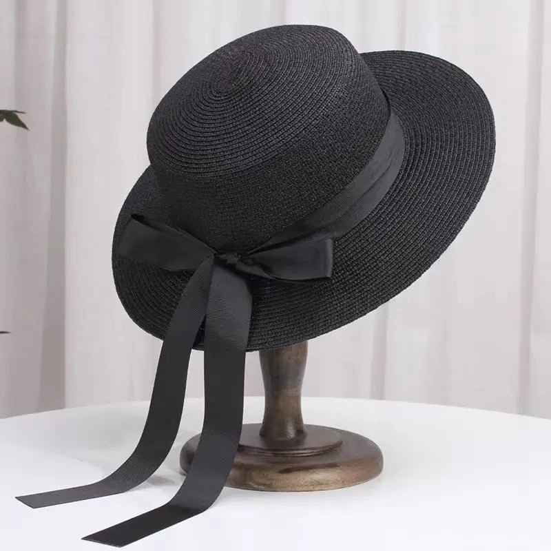 Straw Bow Fedora Sun Hat