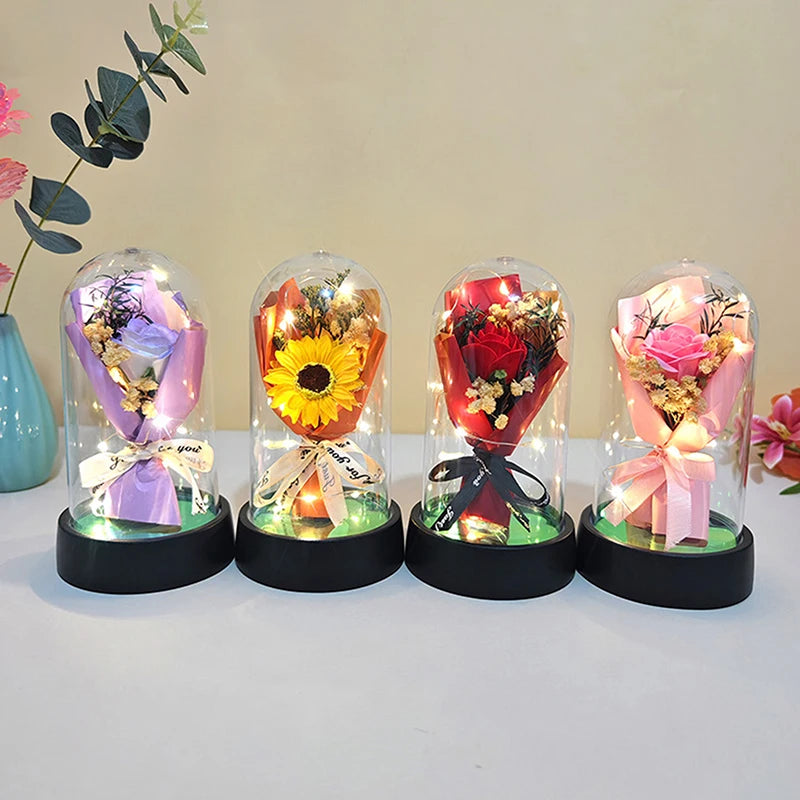 Eternal Rose LED Acrylic Soap Flower Set