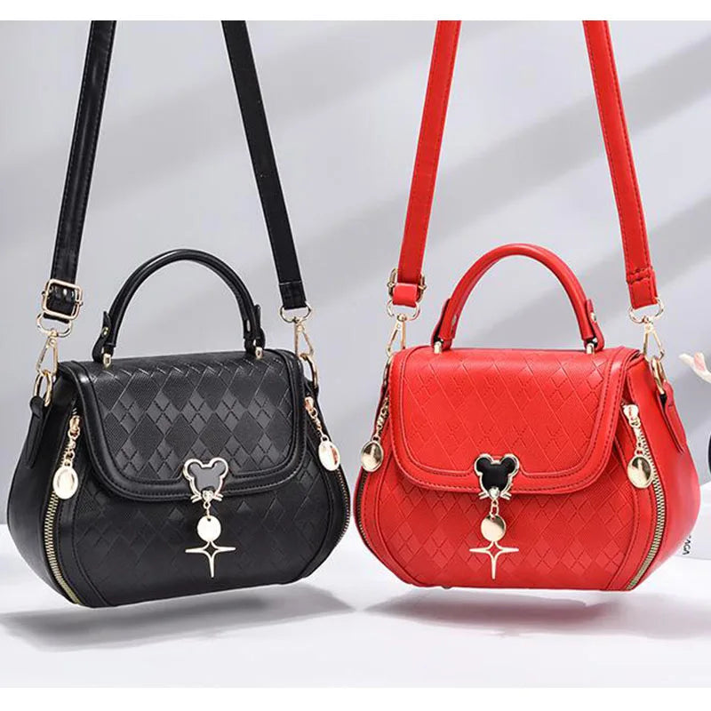 Genuine Leather Bow Bucket Bag