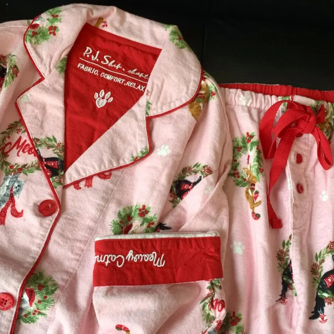 Cartoon Print Cotton Pajama Set