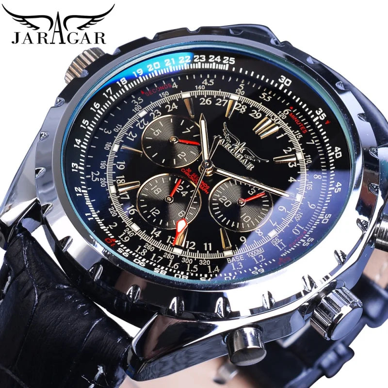 JARAGAR Hollow Chronograph Men's Watch