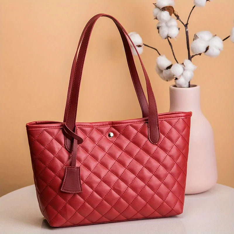 Embroidered Faux Leather Tote Bag