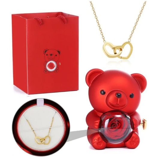 Teddy Bear Rose Jewelry Box