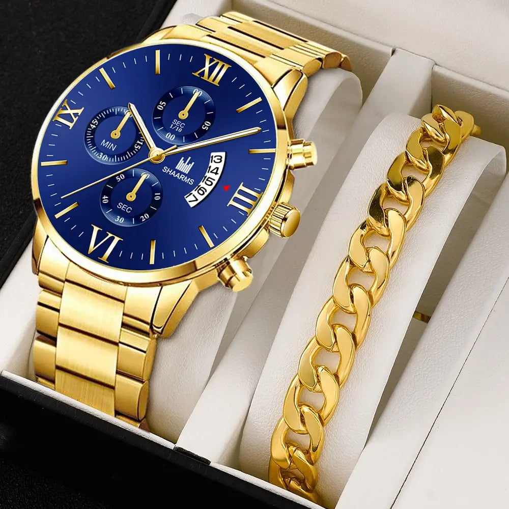 Men's Steel Calendar Business Quartz Watch