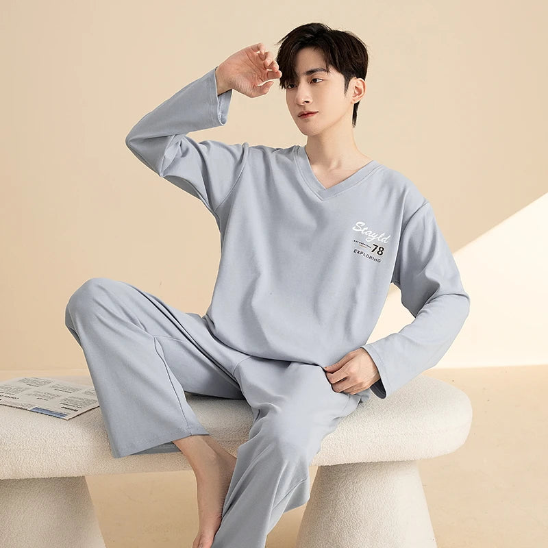 Cotton O-Neck Men Pajama Set