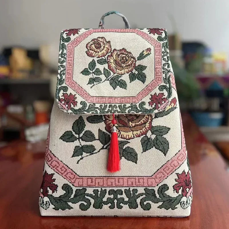 Canvas Backpack Ethnic Style
