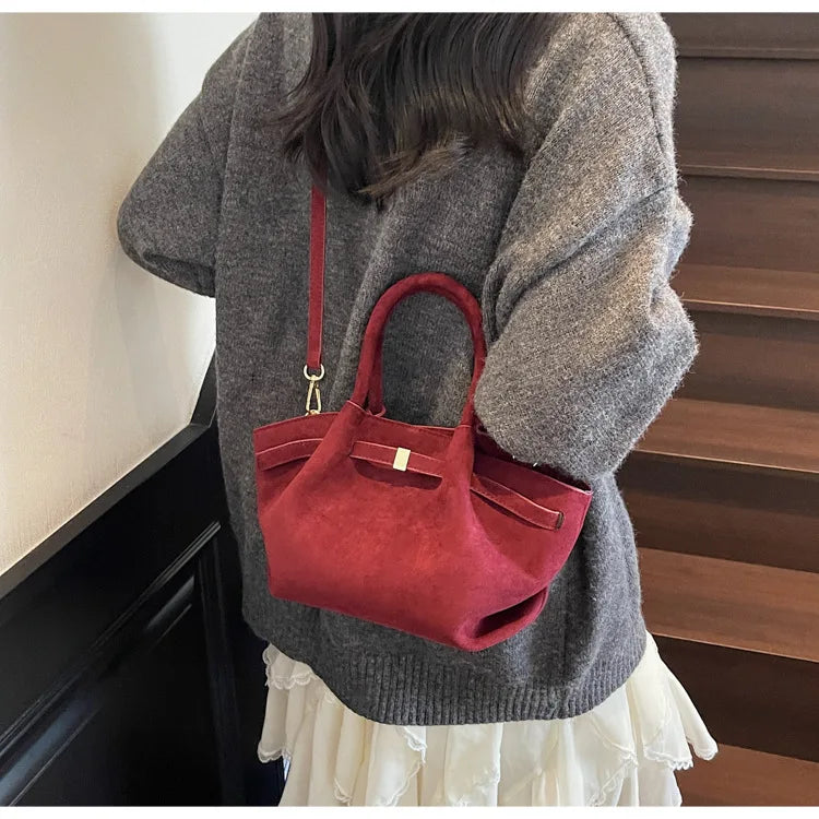 Suede Tote Shoulder Bag