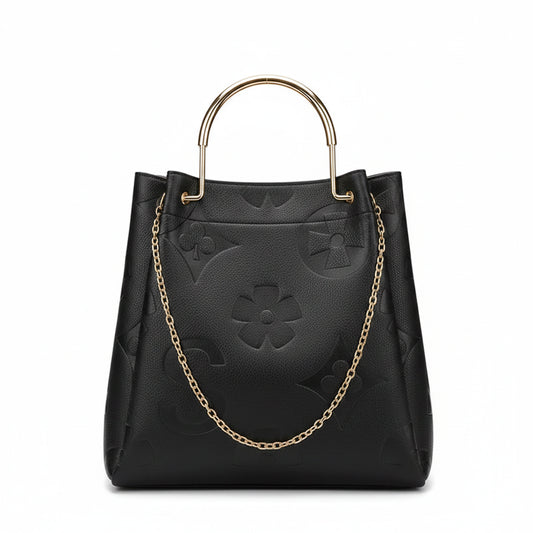 Women's Embossed Leather Bucket Tote Bag