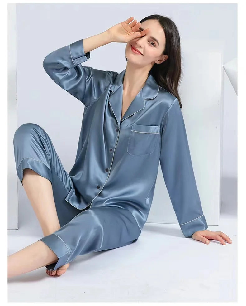 Custom Satin Couple Pajama Set Gift