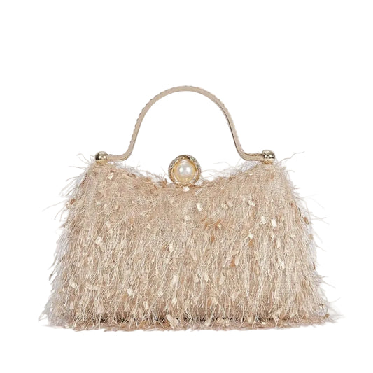 Women's Feather Tassel Nylon Evening Clutch
