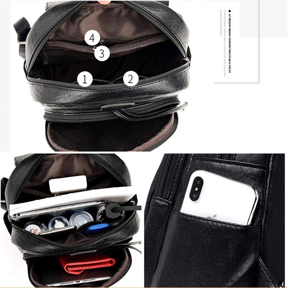 Soft Leather School Backpack