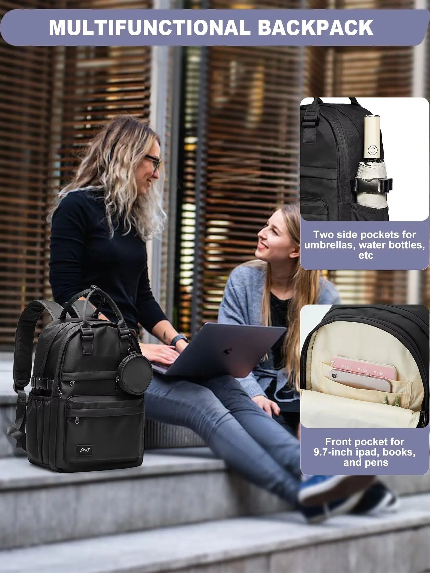 Women's Waterproof Nylon Laptop Backpack