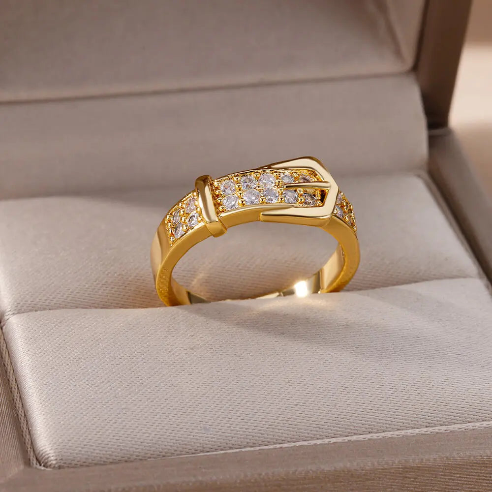 Zircon Steel Belt Finger Ring