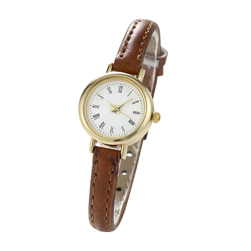 Small Round Dial Leather Watch