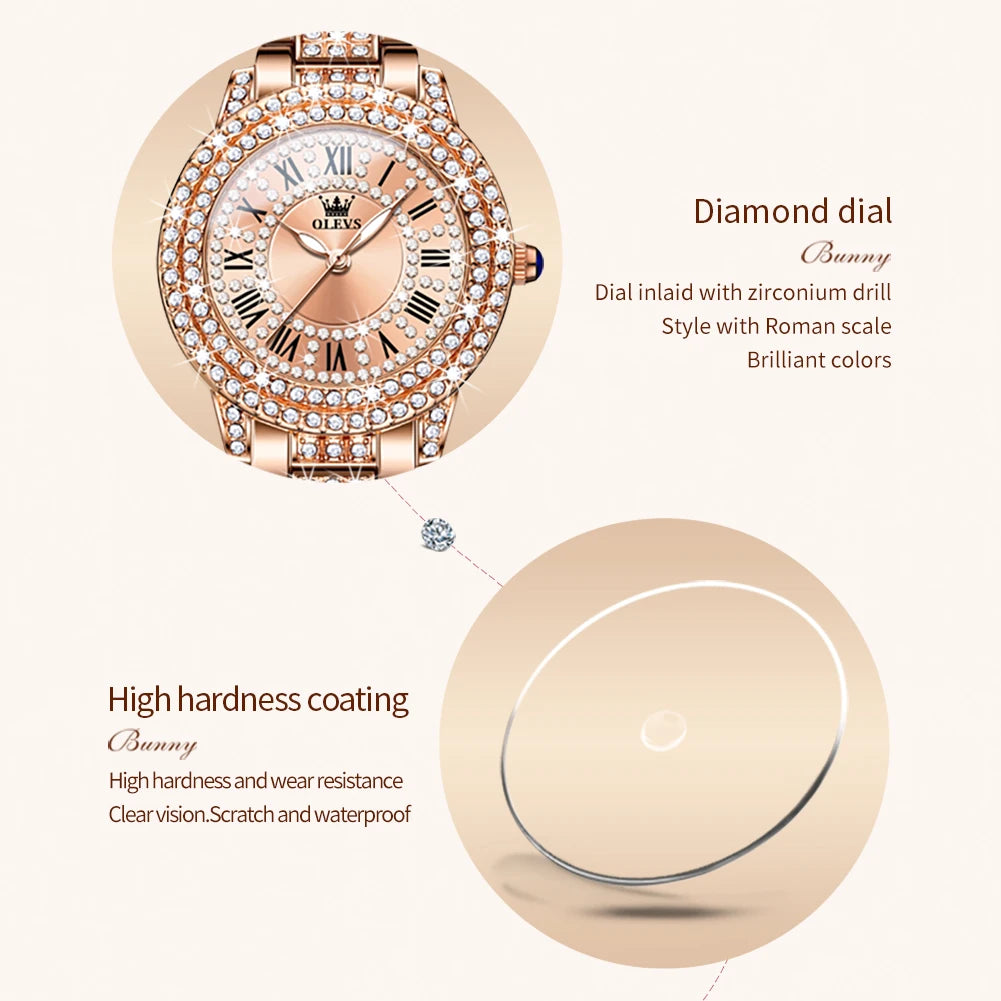 OLEVS Diamond Dial Quartz Watch