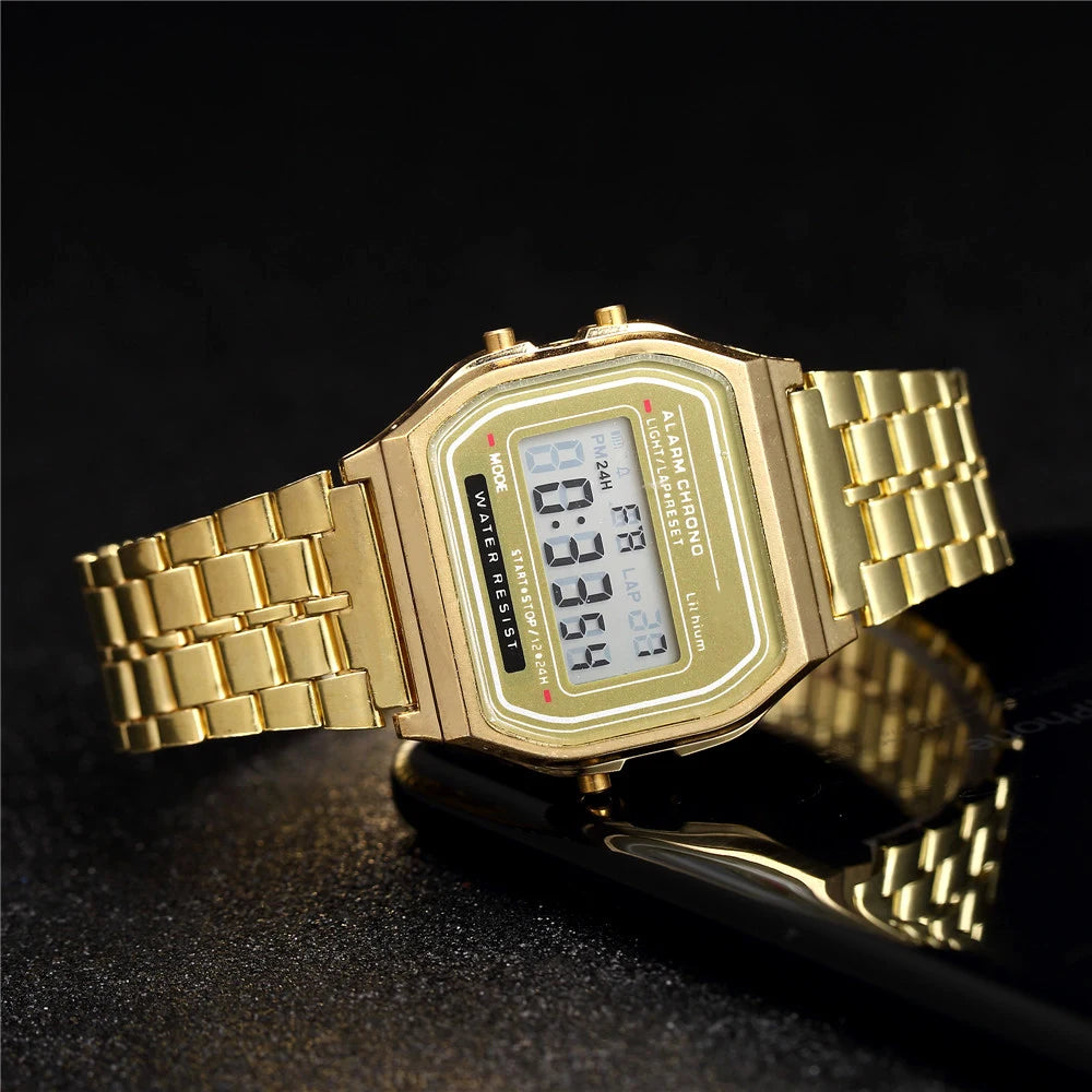 Men's Gold LED Digital Watch