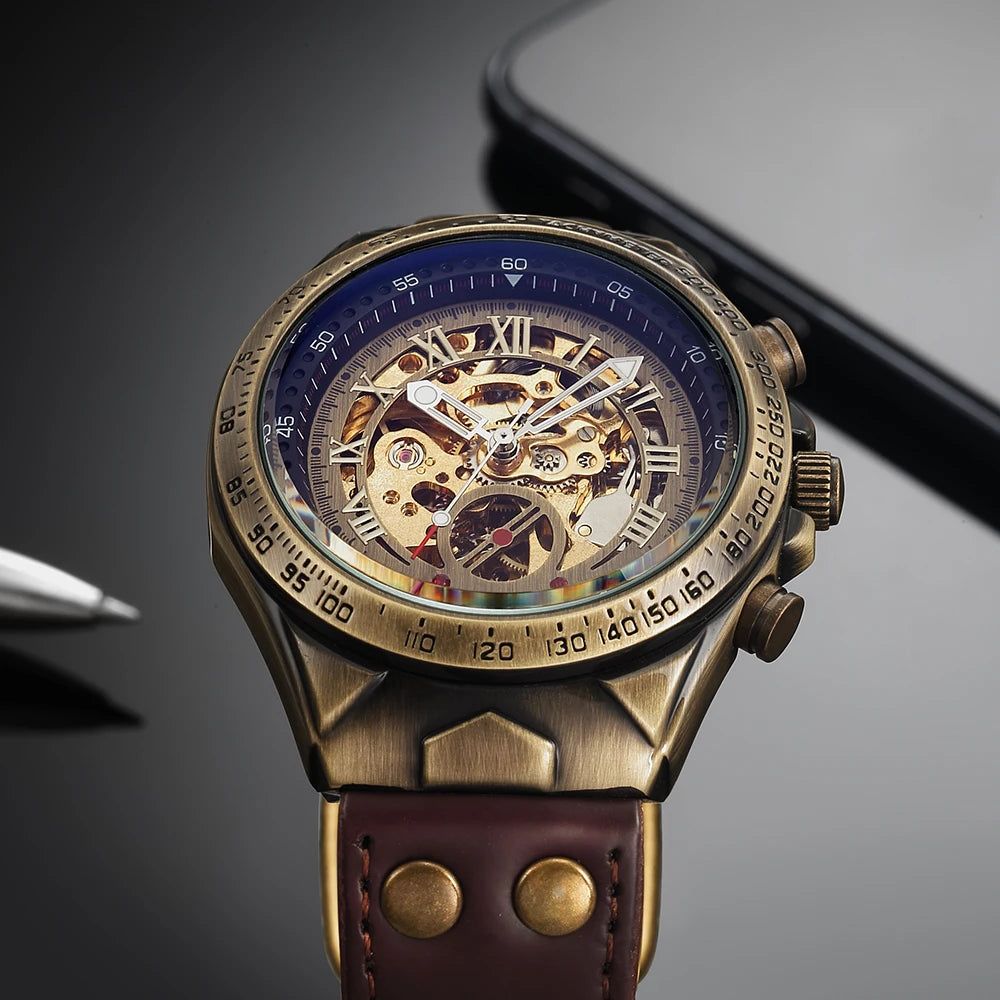 Men's Retro Leather Mechanical Watch