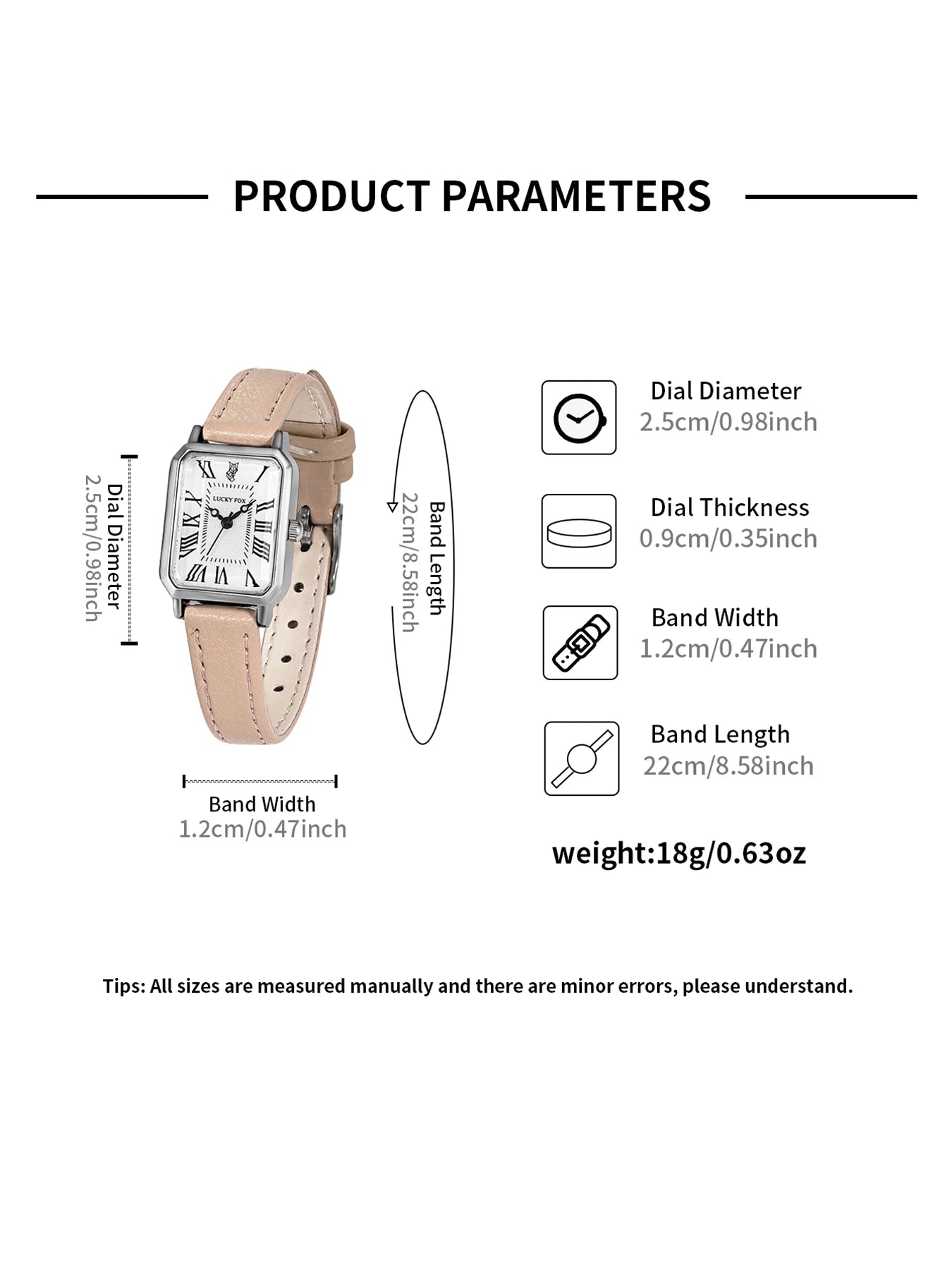 Women's Rectangle Roman Dial Leather Quartz Watch