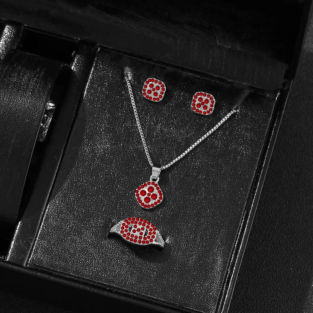 Cube Necklace Earring Ring Set