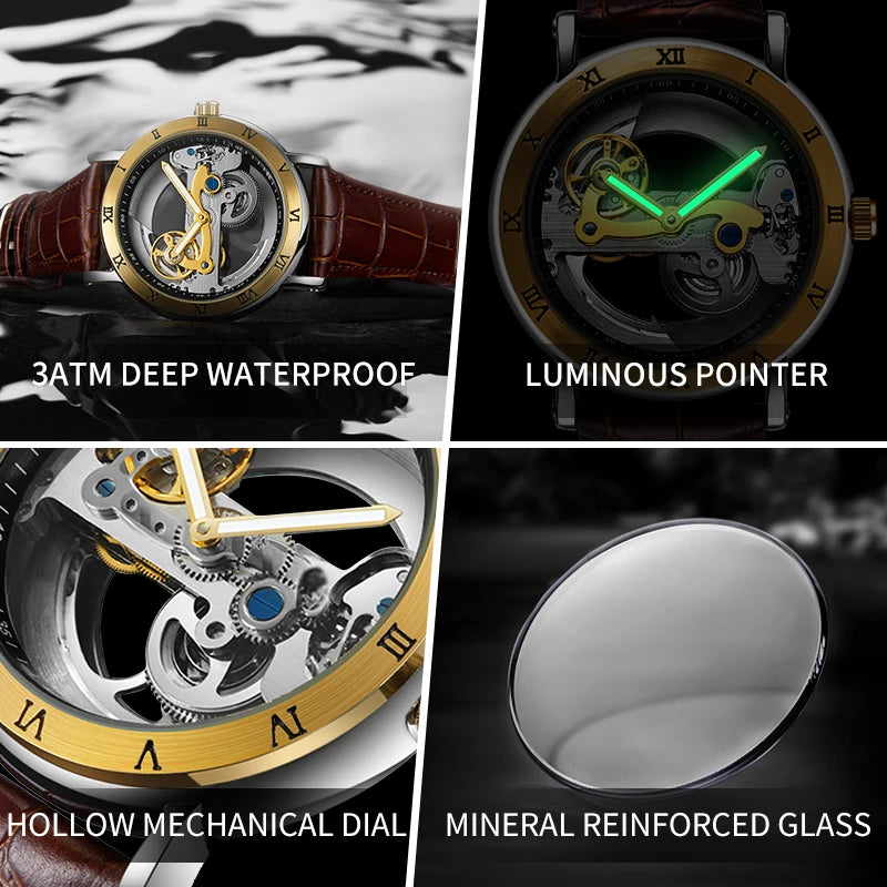 Golden Skeleton Automatic Watch