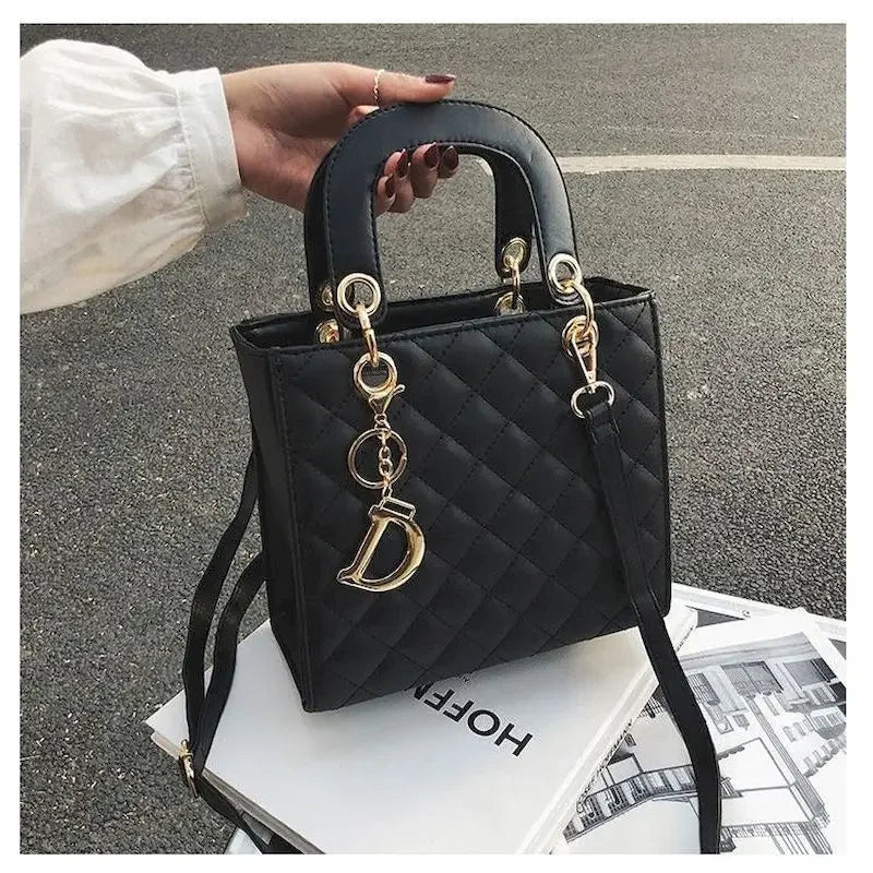 Women's Diamond Grid Top-Handle Crossbody Bag