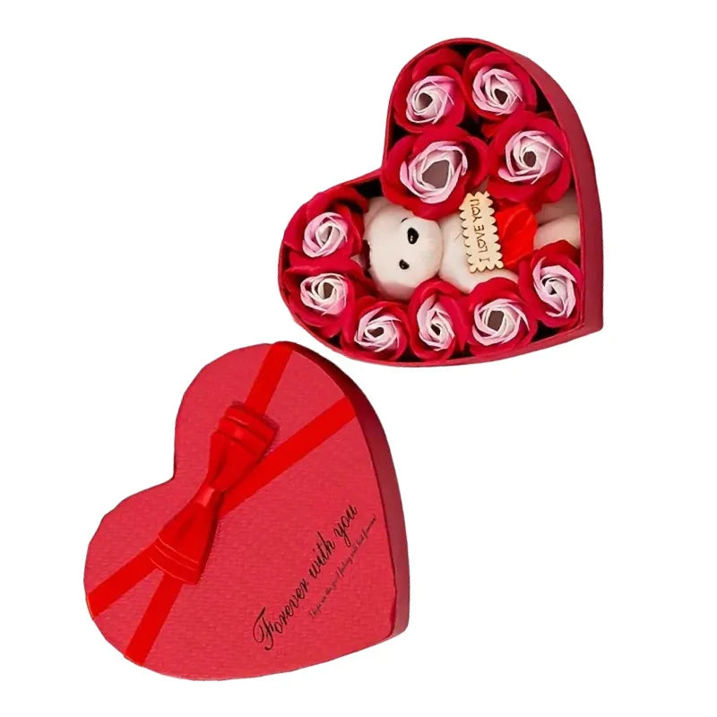 Artificial Rose Gift Box Bear Valentine
