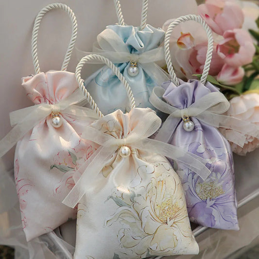 Bow Drawstring Gift Pouch Wedding Party