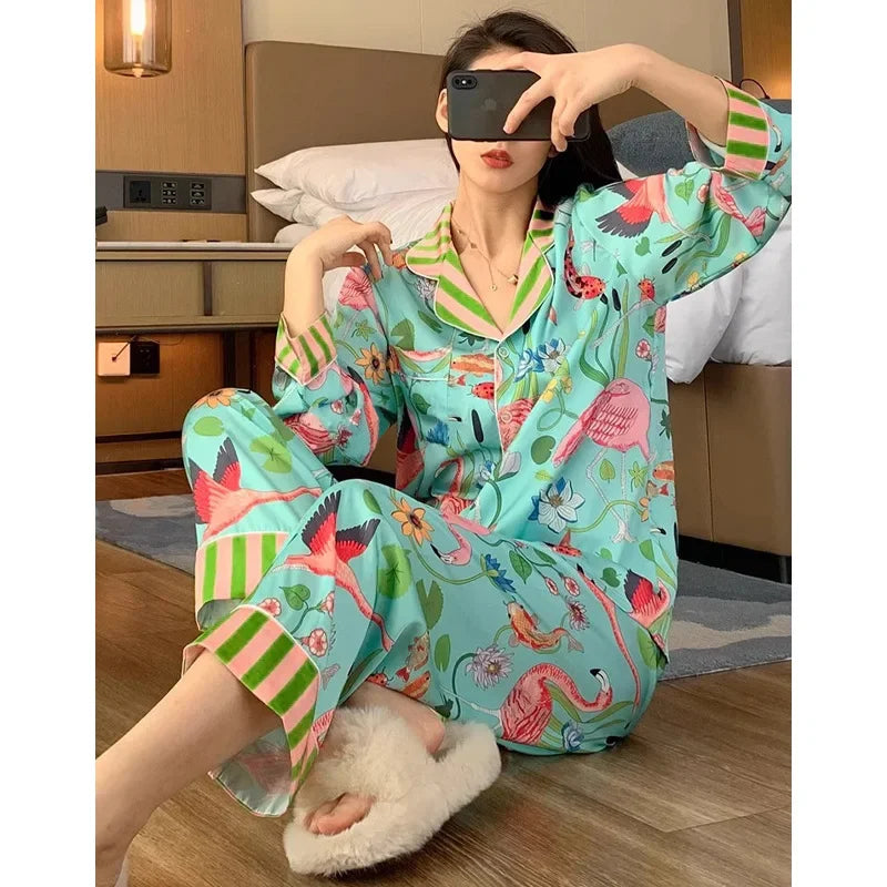 Women's Floral Bird Luxury Pajamas