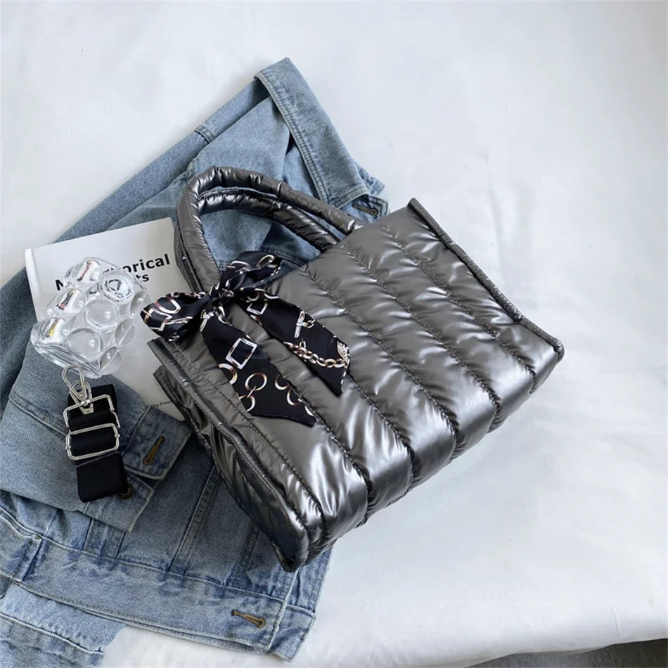Quilted Silk Scarf Crossbody Bag